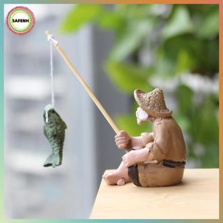 SAFENH Câu Cá Ông Già Nhựa Hình Tượng Trang Trí Sân Vườn Micro-Landscape Vườn Thủ Công VN