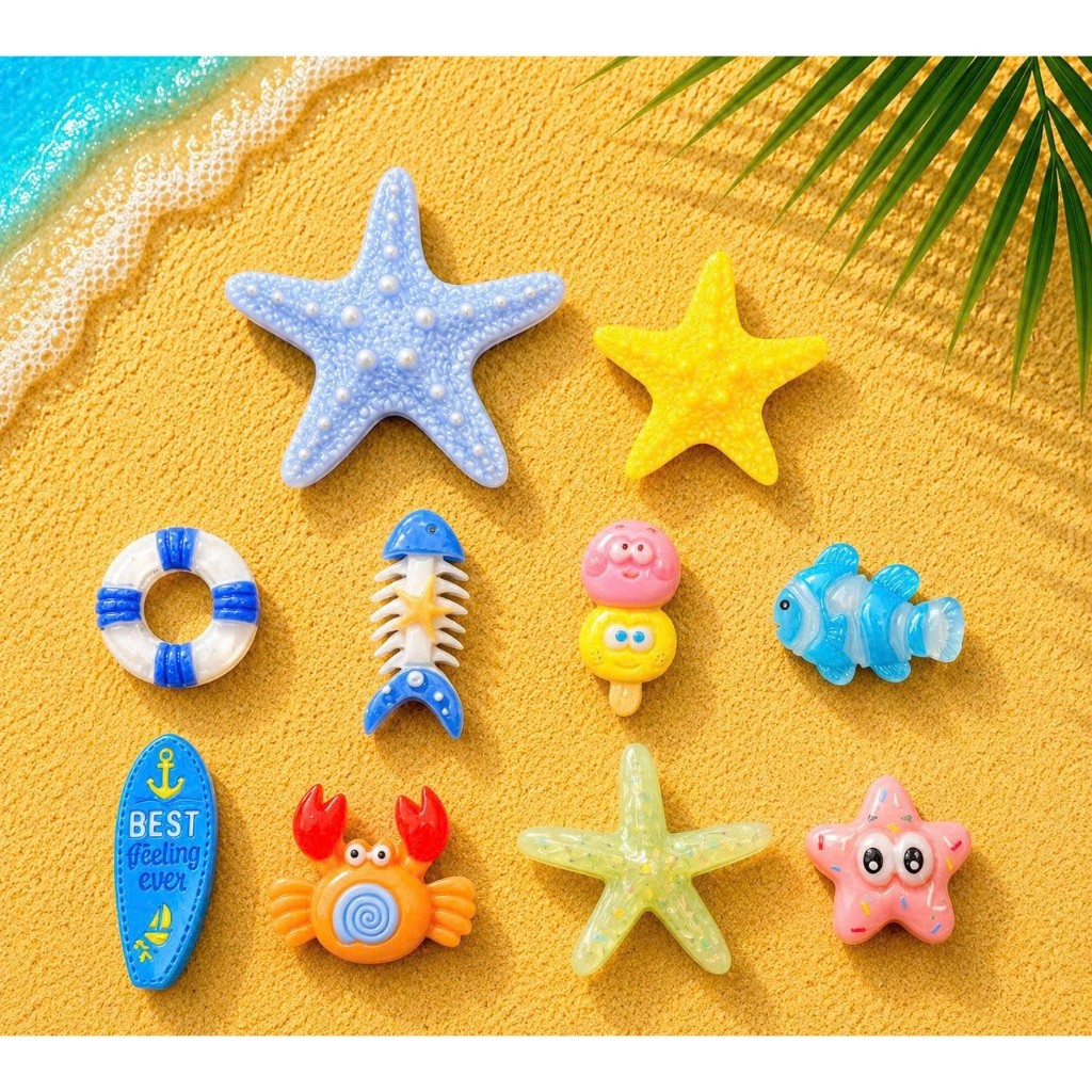 [ĐỘC QUYỀN]  Set Charm Biển Xanh Mùa Hè 🏖️⭐🐠 Set Sao Biển gắn dép siêu dễ thương