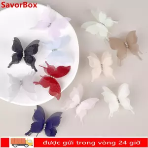 SAVORBOX 20 Miếng Đính Bướm Vải Organza, Bướm Voan Dreamy, 5CM Màu Chuyển Đổi Mờ DIY May Thủ Công Trang Trí Cho Băng Đô Quấn Tóc Trang Trí Móng Tay