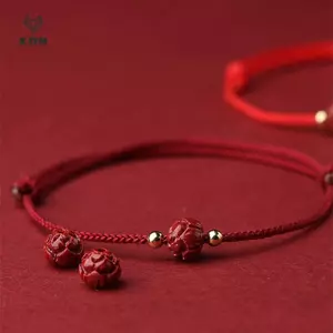 Vòng tay đính cườm sen Phật giáo Tây Tạng Handmade bện có thể điều chỉnh Luy Red Thread Charm Vòng tay dành cho nữ Trang sức cặp đôi [Mina]