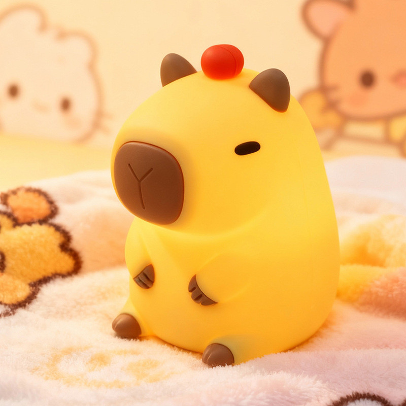 Đèn Ngủ Capybara 7 Màu, Chất Liệu Silicone An Toàn, Sạc USB, Dùng Làm Đèn Ngủ, Đèn Bàn, Trang Trí Phòng Khách