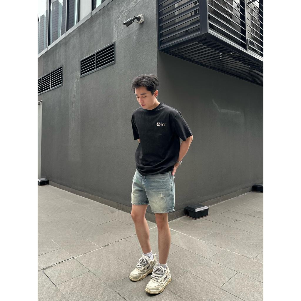 Quần Short Jean Nam DIN, Quần Xanh Form Trên Gối, Rách Nhẹ Cá Tính Dễ Phối Đồ, Phong Cách Streetwear Trẻ Trung JD67