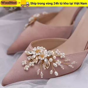 GỖ 2 Chiếc (1 Đôi) Kẹp Giày Kim Cương Giả Có Thể Tháo Rời Cao Gót / Giày Bốt Phụ Kiện Tiệc Cưới Hoa Pha Lê