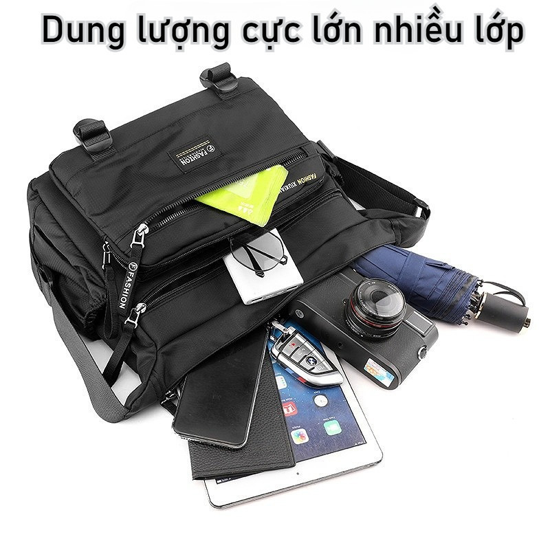 Túi đeo chéo nhiều ngăn bằng vải Oxford dành cho nam, Thiết kế thời trang, Chống thấm nước, Dung tích lớn
