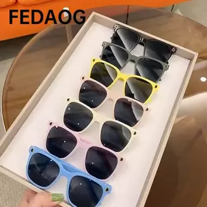 Kính râm có thể gập lại FEDAOG, Kính râm trẻ em ngoài trời UV 400, Sắc thái khung vuông cổ điển cho bé trai và bé gái