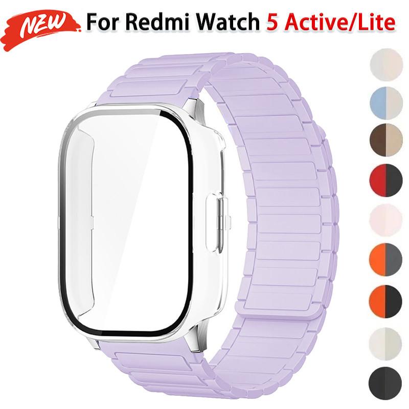 Vỏ PC + dây đeo silicon từ tính cho Redmi Watch 5 Dây đeo đồng hồ bảo vệ màn hình hoạt động cho vòng đeo tay Watch 5 Lite