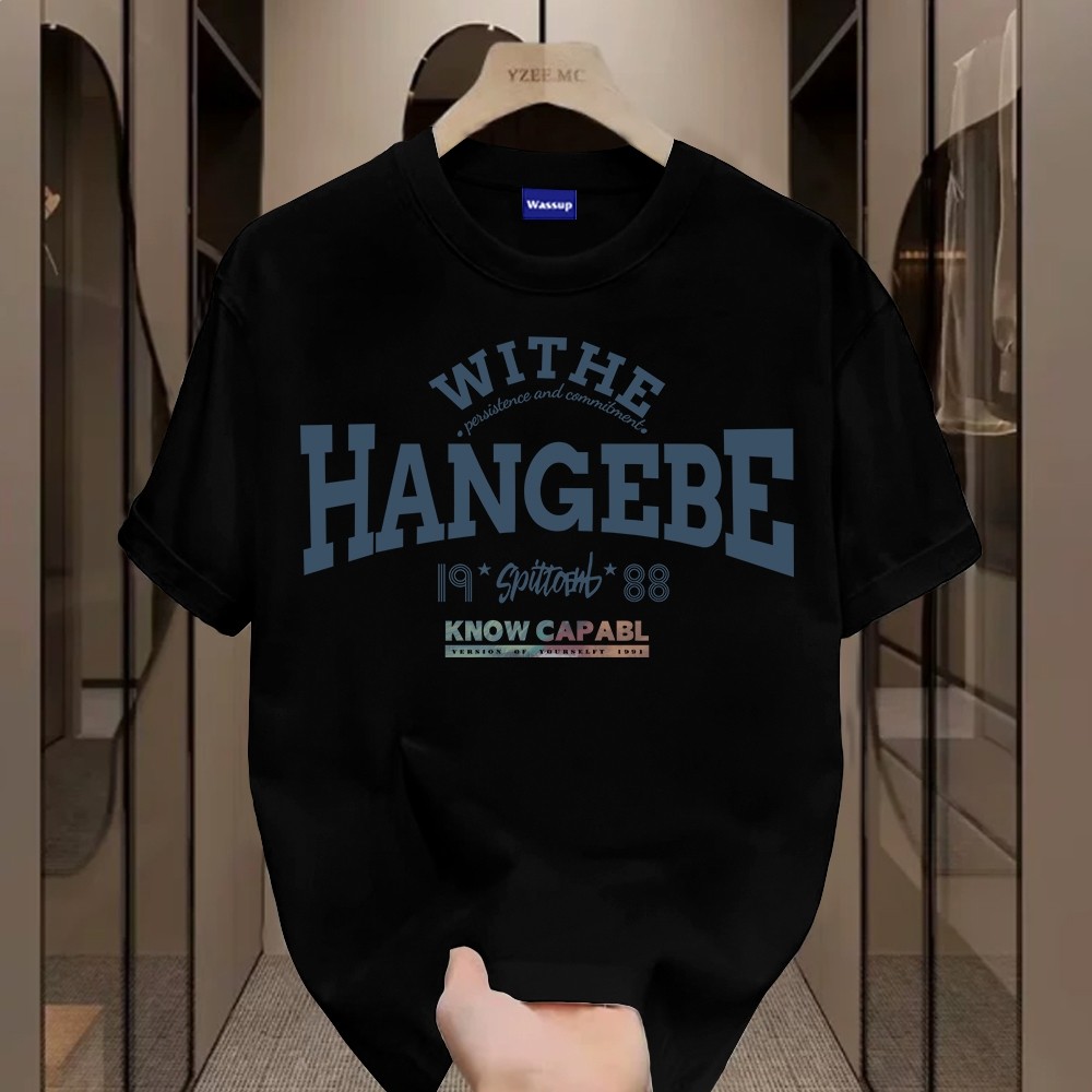 （Giao hàng 24h）Angela Retro alphabet-Áo thun nam mới! 100% cotton, thời trang, Unisex