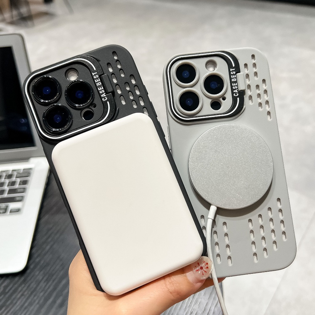 Ốp Lưng iPhone Tản Nhiệt Từ Tính Kèm Giá Đỡ Cao Cấp Chống Nóng Tốt Dành Cho iP 11/12/13/14/15/16/Plus/Pro/Max