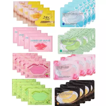Bộ 32 Cặp Mặt nạ môi & Mặt nạ mắt, Miếng đệm môi & chăm sóc da được cung cấp, Mặt nạ dưỡng ẩm cho môi khô Spa hàng ngày, Miếng dán dưỡng ẩm pha lê dưới mắt cho mắt phồng Phụ nữ Stocking Stu