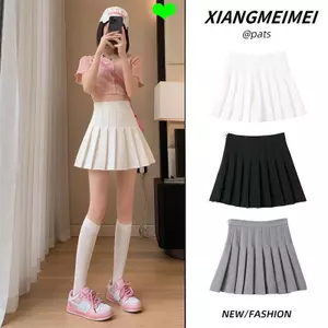 Hàng sẵn có Váy xếp li màu trắng dành cho nữ eo cao chữ a Slimer Váy ngắn phong cách Preppy