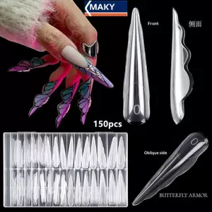 MAKY Sáng Tạo Bướm Móng Tay Kép Hình Thức 150 Chiếc Kéo Dài 15 Kích Cỡ Có Thể Tái Sử Dụng Gel Nối Dài Khuôn Cho Móng Tay Nghệ Thuật Salon Chuyên Nghiệp DIY VN
