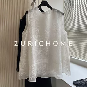 Organza Cao Cấp Công Nghiệp Nặng Thêu Top Tinh Tế Tất Cả Trận Đấu Màu Trắng Rời Mùa Hè 2026 Áo Sơ Mi Mới