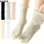 KANGN 1 Đôi Tất Chia Ngón Chân, Tất Hai Gót Sọc Cotton Lược, Phong Cách Bông Tai Kẹp Mỏng Mềm Thoáng Khí Tất Lưới Nữ Mùa Hè