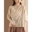 Văn Học Retro Ba Phần Tư Tay Áo Sơ Mi Phong Cách Trung Hoa Quần Áo Nữ Thêu Mới Phong Cách Trung Hoa Phối Nút Vải Lanh Cotton Top 5.26