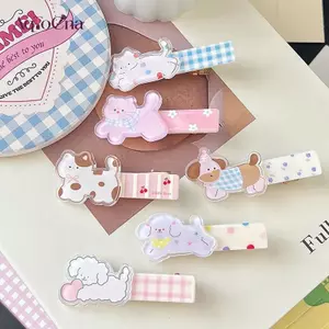 AqToCna Hoạt Hình Chó Dễ Thương Mèo Con Acrylic Kẹp Tóc Bé Gái Động Vật Ngọt Ngào Kẹp Tóc Bên Nổ Kẹp Barrettes Phụ Kiện Tóc Thời Trang Quà Tặng AqToCna