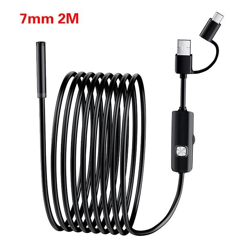 NS Mini Camera 7mm 2M Dây Cứng Android Type-C USB Phát Hiện Xe Ô Tô Camera Phát Hiện Đường Ống Nội soi Chống Nước Cáp Có Thể Điều Chỉnh NS