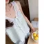 Phiên bản Hàn Quốc Bộ đồ ngủ ren hoa tươi Áo len Cardigan không tay + Quần short Bộ đồ hai mảnh dành cho sinh viên