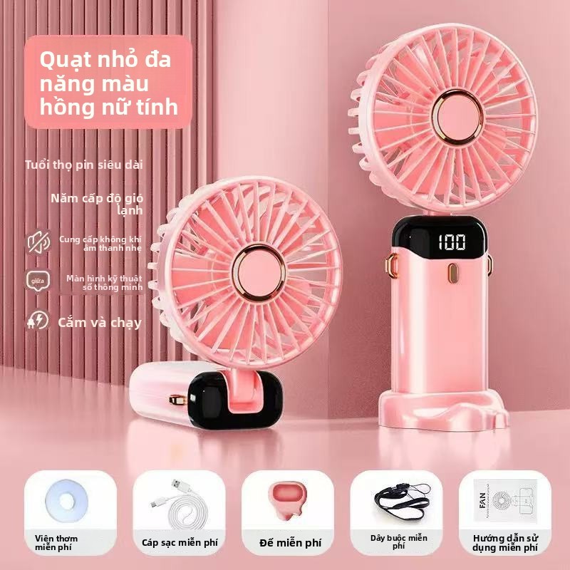 Quạt Nhỏ Cầm Tay Sạc USB Im Lặng Di Động Gió Cao Ký Túc Xá Sinh Viên Giường Di Động Im Lặng Gấp Quạt