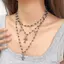 Vòng cổ mặt dây chuyền chéo xếp chồng bốn lớp, Vòng cổ Gothic cổ điển khối màu bạc màu đen với dây chuyền có thể điều chỉnh để đeo hàng ngày
