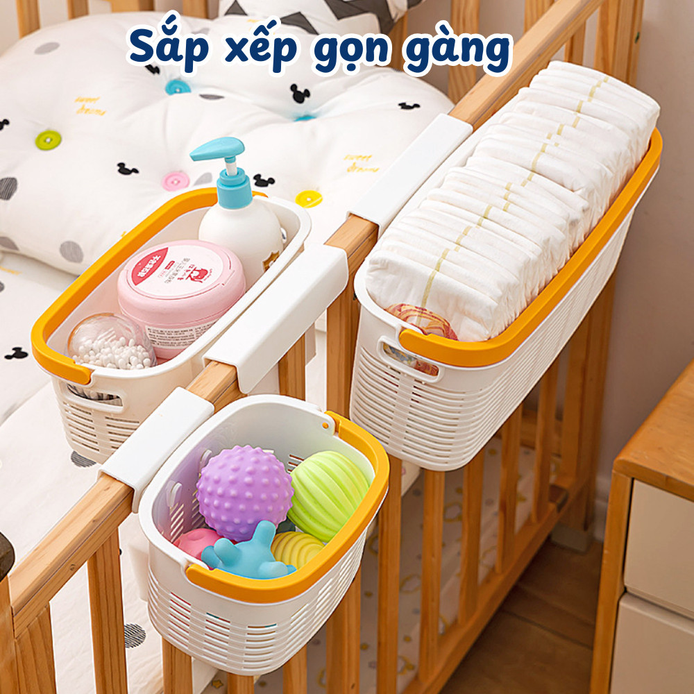 Giỏ Đựng Đồ Cá Nhân Treo Đầu Giường HomeMate, Giỏ Treo Nôi Em Bé Đựng Tã Bỉm Mỹ Phẩm Đa Năng, Nhựa PP Thoáng Khí