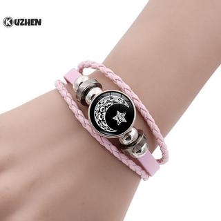 KUZHEN 2 Chiếc Dạ Quang Cặp Đôi Vòng Tay Mặt Trăng Mặt Trời Có Thể Điều Chỉnh Bện Vòng Tay Tình Bạn Thời Trang Lãng Mạn Trang Sức Quà Tặng Sinh Nhật HOT
