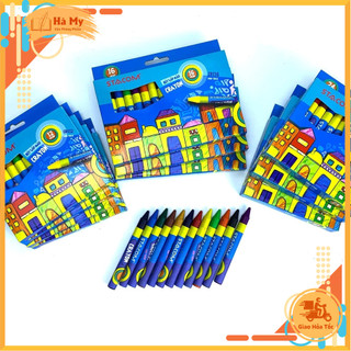 Bút Sáp 12/16/24 Màu Stacom Wax Crayon Cho Bé Tập Tô – Màu Đẹp, An Toàn, Dễ Tô