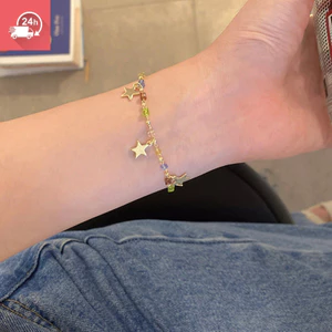 Tính khí thời trang đầy màu sắc hạt pha lê ngôi sao vòng tay nữ cá tính và đa năng
