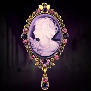 PNPIA- Mới Cameo Phong Cách Victoria Pha Lê Tiệc Cưới Nữ Mặt Dây Chuyền Cài Áo