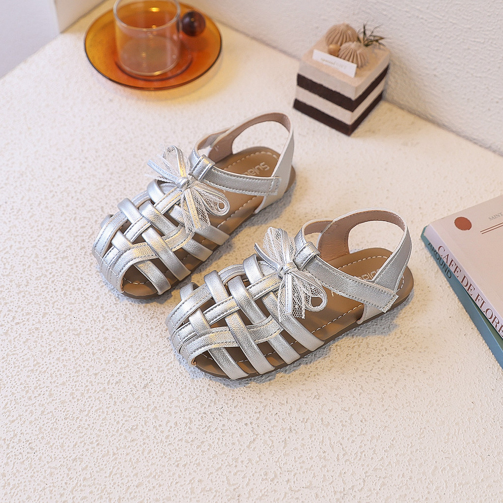Giày sandal trẻ em đan lưới nơ voan, đế mềm êm chân, chống trượt, dễ mang cho bé đi chơi hoặc đi học
