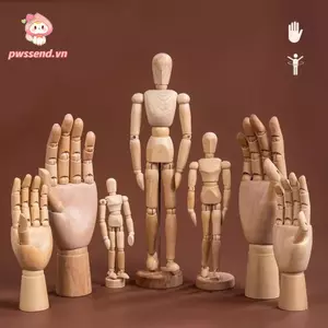 PWSSEND Sketch Mannequin, Có Thể Tạo Nhiều Kích Cỡ Nghệ Sĩ Manikin, Khớp Gỗ Có Thể Tháo Rời Di Động Hình Lòng Bàn Tay Mô Hình Trang Trí Nhà Cửa Vẽ Thực Hành Dụng Cụ