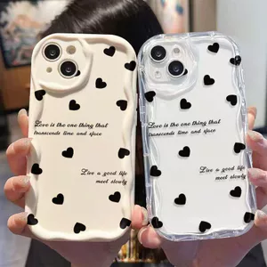 Ốp Lưng Cho Redmi Note 14 13 12 11 10 8 13T 14T 15T Pro A5 A3 A2 A1 14C 13C 12C 11A 10C 9A 9C Poco C75 C65 C61 C55 C31 Kem Sóng Cong Cạnh Hình Trái Tim NYK235
