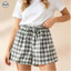 Quần short Cotton kẻ sọc dây rút phong cách cặp đôi / Quần short đi biển mỏng mùa hè / Quần short thời trang có thể mặc bên ngoài Quần short nhà