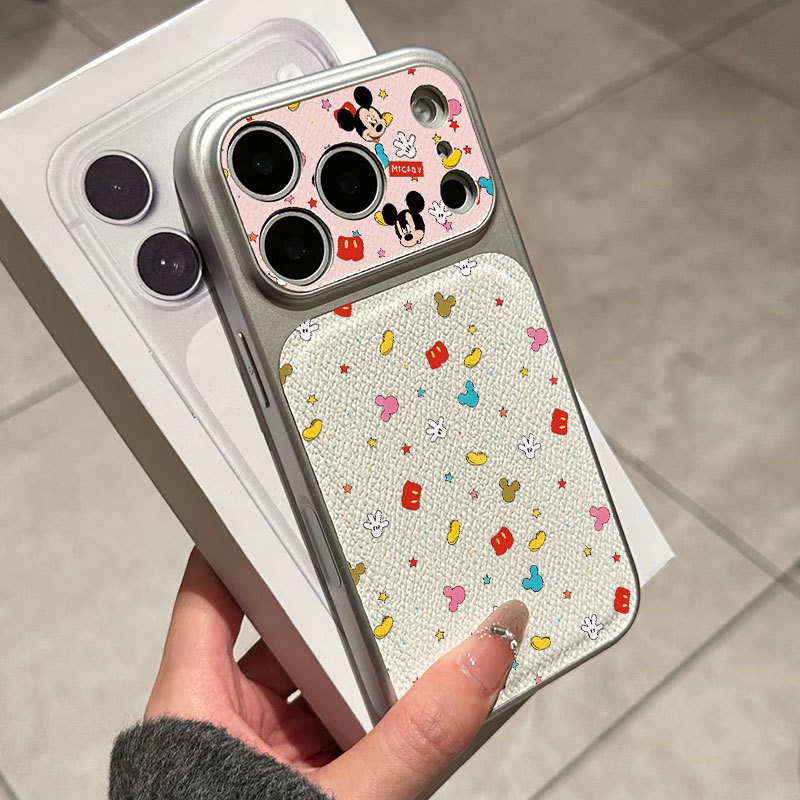 Ốp lưng iPhone Họa tiết da mạ họa tiết Mickey iPhone 17 16 15 14 13 12 11 Pro Max Plus Max