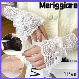 MERIGGIARE Vòng bít giả, Viền ren rỗng tay áo giả, Dây đeo cổ tay ren có thể tháo rời