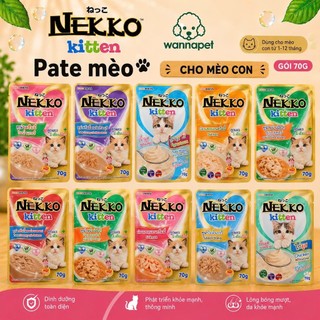 [Combo 6 Gói] Pate Mèo Nekko 70g Thái Lan Đủ Vị Cá Ngừ Cá Hồi Gà Tôm Dinh Dưỡng - Wanna Pet