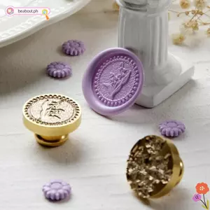 BEABOUT Dấu Sáp, Hoa Đồng Thêu Sò Niêm Phong Sáp, Retro DIY Tròn Niêm Phong Sáp Tem Đầu Bao Bì Thẻ
