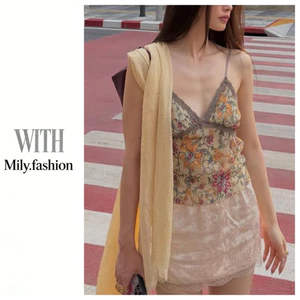 Milyfashion Retro Floral Sling 2026 Mùa Hè Mới Top O6L6