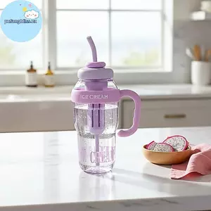 Pufangbliss Trẻ Em Bình Nước Dung Tích Lớn 1300ML Có Ống Hút Cốc Nhựa Dễ Thương Cho Trường Thể Thao VN