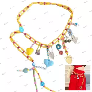 Xích thắt lưng đính cườm PYCOU, Hạt đầy màu sắc Thiết kế tối giản Dây chuyền bụng có thể điều chỉnh, Thẩm mỹ Dopamine Đính cườm Trang sức cơ thể có thể điều chỉnh Ngày lễ bãi biển