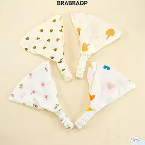 Mũ trẻ sơ sinh BRABRAA, Băng đô Cotton màu trơn, Phụ kiện sơ sinh mềm mại dễ thương có thể điều chỉnh rộng rãi cho trẻ em