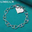 URMYLADY Bạc 925 Trái Tim Tình Yêu Mặt Dây Chuyền Vòng Tay Cho Người Phụ Nữ Cưới Đính Hôn Tiệc Trang Sức Thời Trang