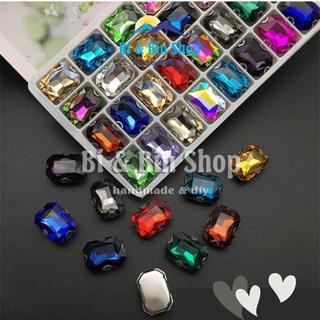 2 Viên Đá Đế Chữ Nhật 18x25mm Đính Kết Trang Phục, Làm Phụ Kiện Thời Trang, Trang Trí Vương Miện