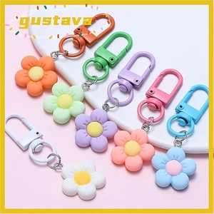 Móc khóa hoa đầy màu sắc GUSTAVA, Phụ kiện hoa quyến rũ Mặt dây chuyền móc khóa bằng nhựa, Phụ kiện móc khóa hoạt hình Kawaii Túi quyến rũ
