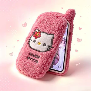 Ốp Điện Thoại Mèo KT Sang Trọng Thích Hợp Cho iPhone17promax / 16pro Flip Thêu Dễ Thương Vỏ Bảo Vệ Chống Sốc