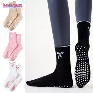 Tất tập Yoga BORAGETE, Tất Pilates thoáng khí chống trượt, Tất Cotton có độ đàn hồi cao thông thường hợp thời trang dành cho nữ