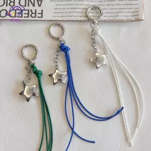 HFTOY Da Bện Dây Móc Khóa Ngôi Sao Charm Mặt Dây Chuyền Móc Khóa Thời Trang Đơn Giản Phù Hợp Với Túi Trang Trí Phụ Kiện Trang Sức ~