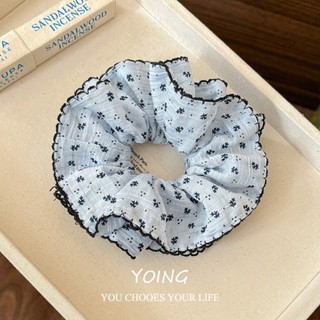 Yoing / Đơn Giản Nhỏ Tươi Hoa Chấm Bi Vuông Khăn Scrunchy Tóc Vòng Phụ Kiện Tóc