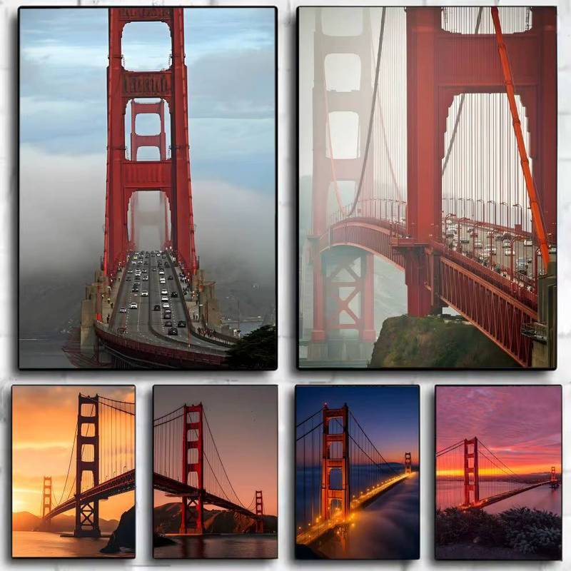 Cầu Cổng Vàng Một Cột Mốc Ở San Francisco Poster Không Khung Tranh Canvas Trang Trí Tường