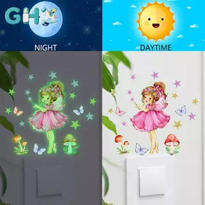 GHX Hoạt Hình Dễ Thương Nấm Bé Gái Ngôi Sao Bướm Phát Sáng Trong Tối Stiers Switch Stiers Trang Trí Tường Stiers VN