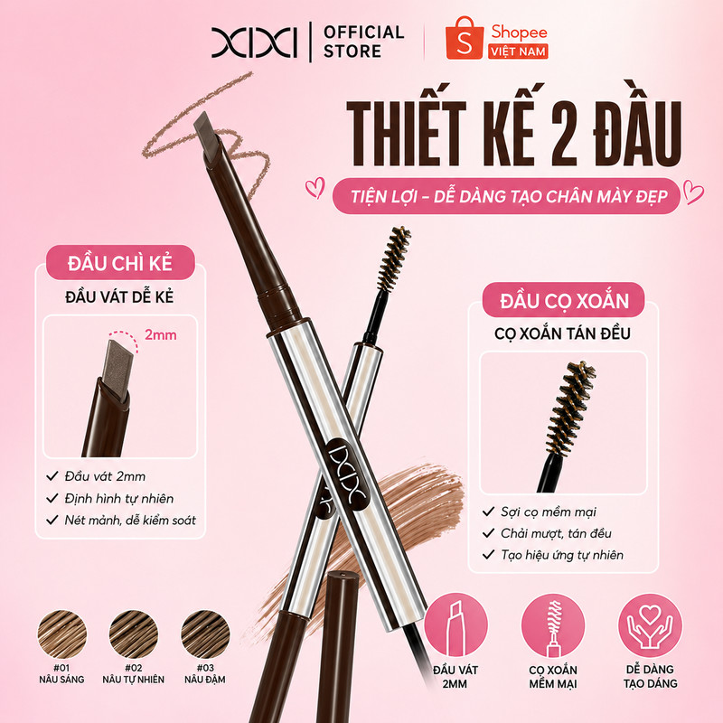 XIXI Chì Kẻ Mày Tự Động Ngòi Mảnh, Dễ Vẽ Chân Mày Tự Nhiên, Không Lem Lâu Trôi D695